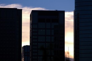 都会の夕景